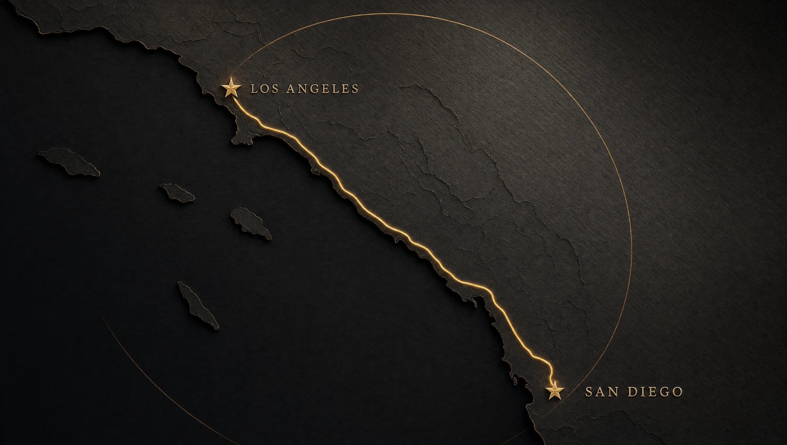 Veteran Vends service area map from Los Angeles to San Diego
